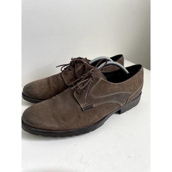 Clarks Mens Lace Up Brown Dress Casual Shoes size 10.5 - Picture 1 of 9